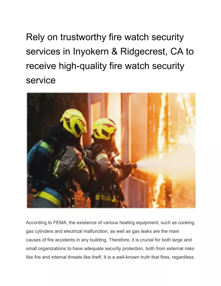 rely on trustworthy fire watch security services