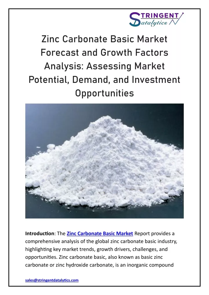 zinc carbonate basic market forecast and growth