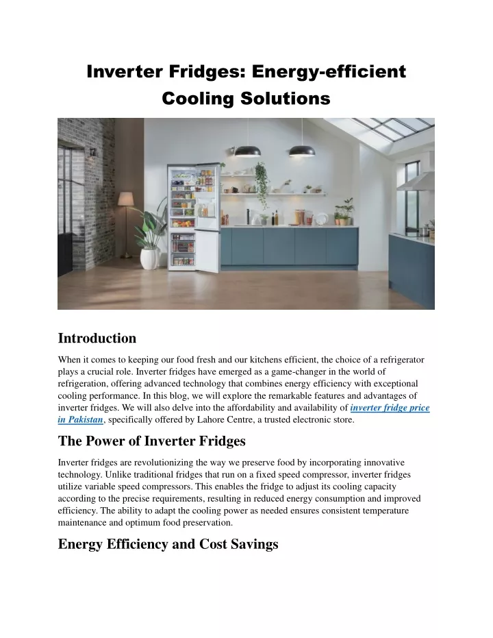inverter fridges energy efficient cooling