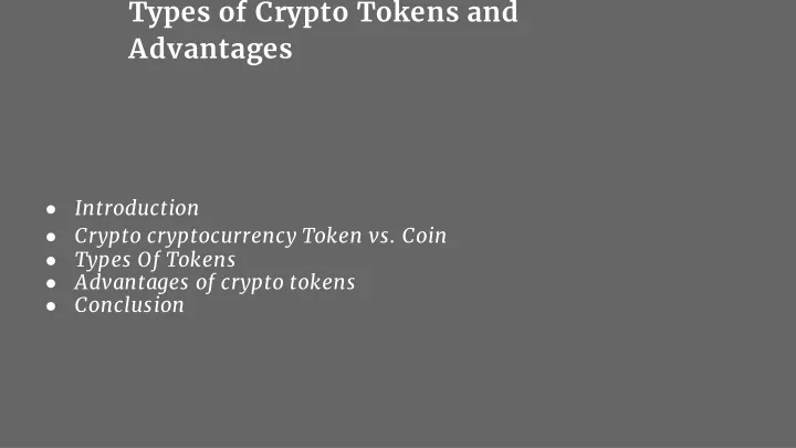 types of crypto tokens and advantages