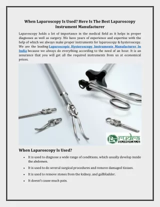 Laparoscopic Hysteroscopy Instruments Manufacturer In India