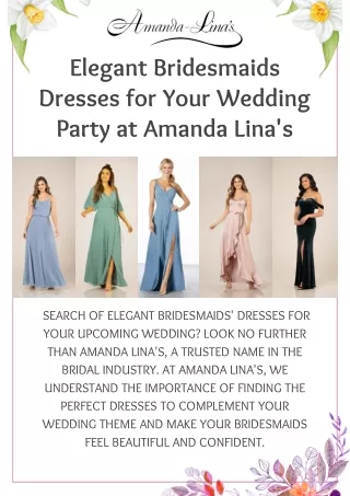 Elegant Bridesmaids Dresses For Your Wedding Party At Amanda Lina's