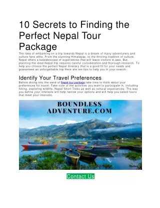 10 Secrets to Finding the Perfect Nepal Tour Package.