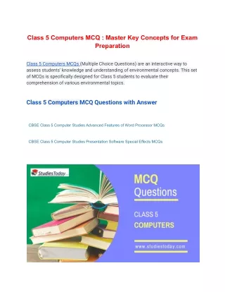 class 5 computers mcq master key concepts