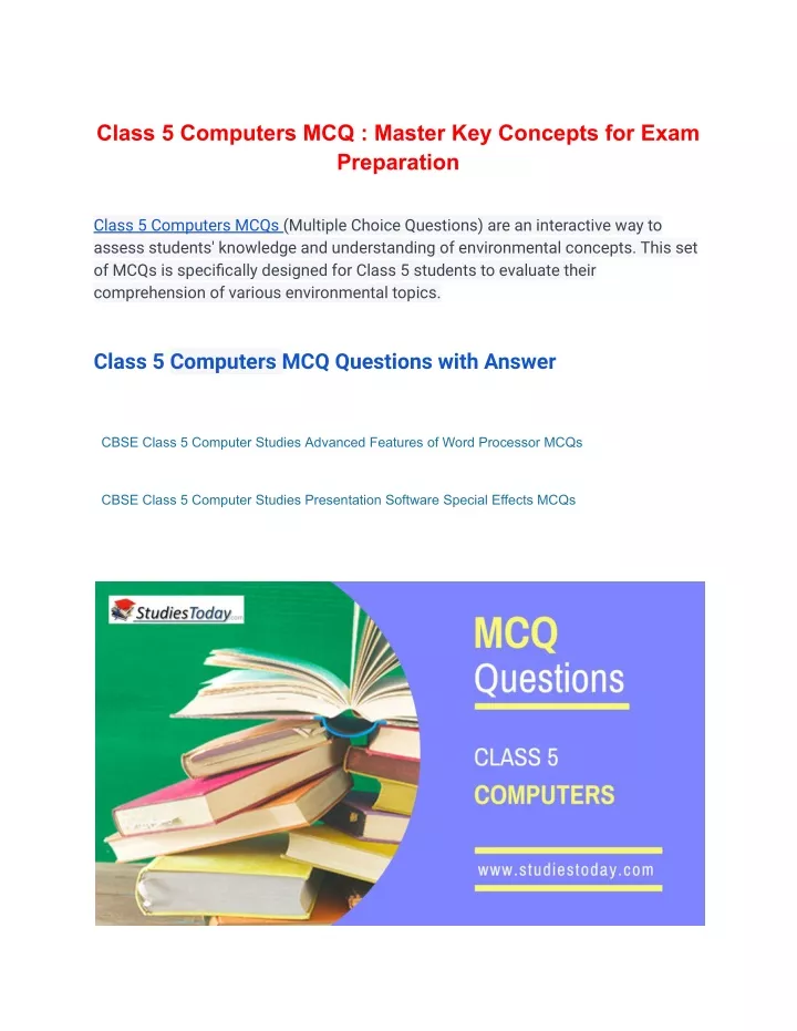 class 5 computers mcq master key concepts