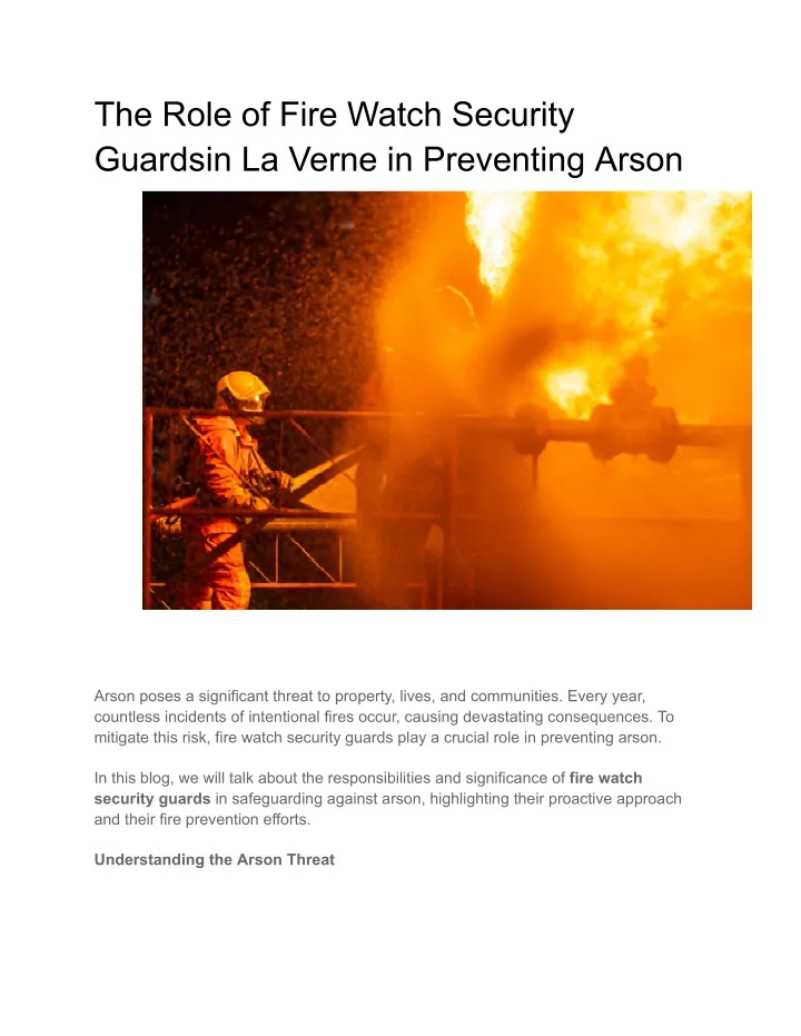the role of fire watch security guardsin la verne