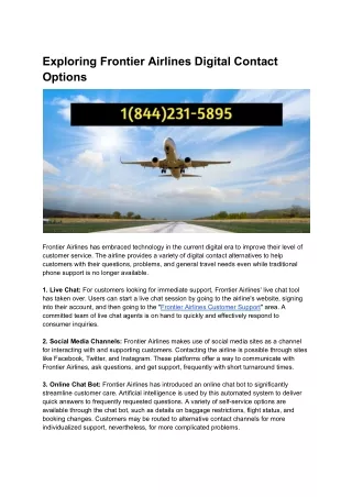 What is Frontier Airlines Contact Phone Number?
