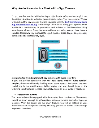 why audio recorder is a must with a spy camera