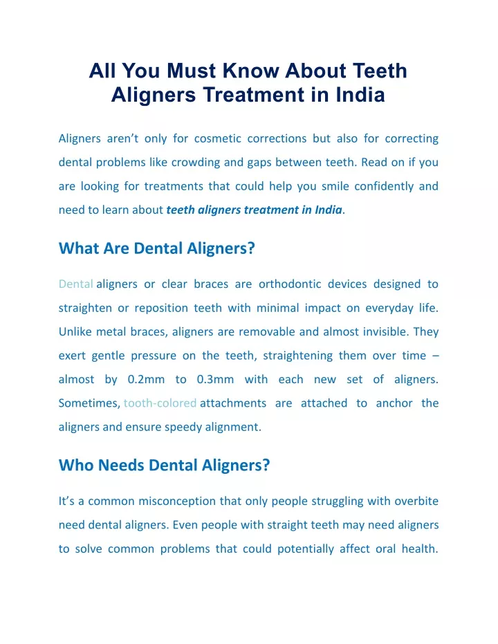 all you must know about teeth aligners treatment