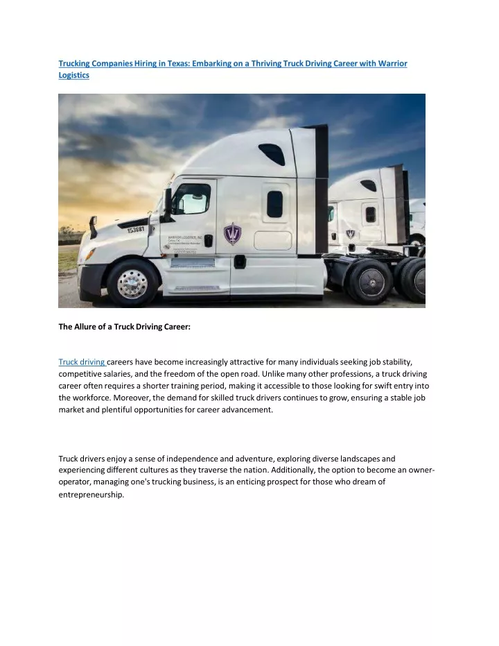 trucking companies hiring in texas embarking