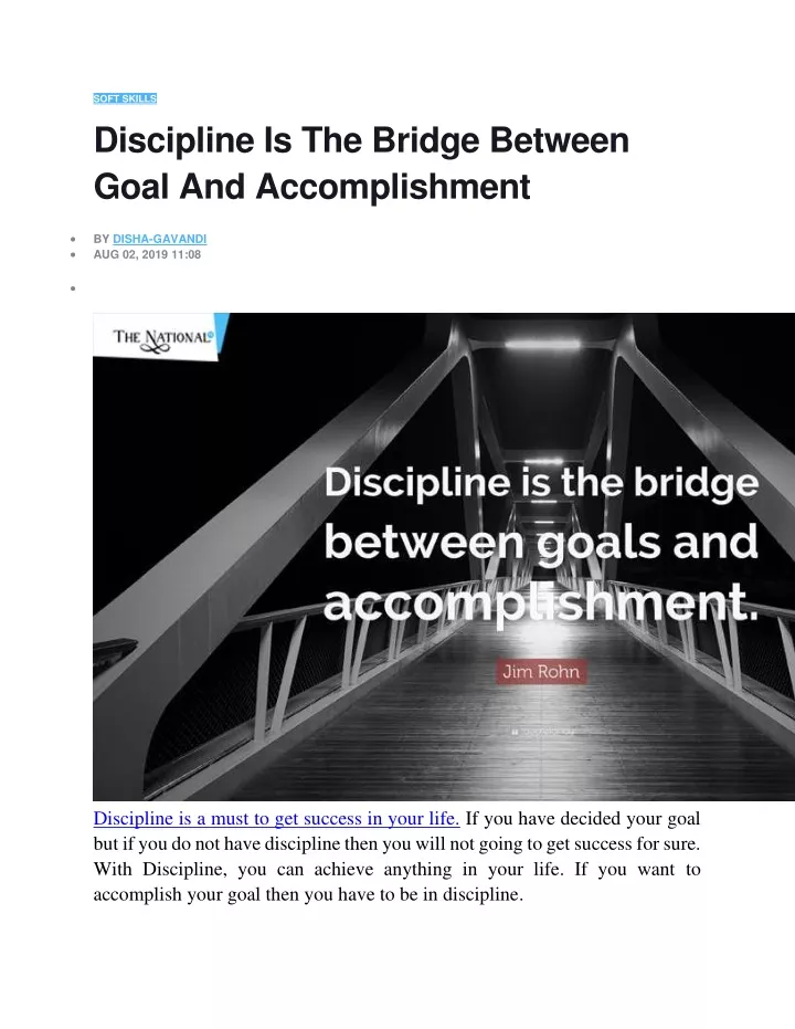 soft skills discipline is the bridge between goal