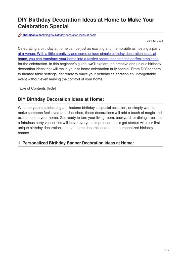 diy birthday decoration ideas at home to make