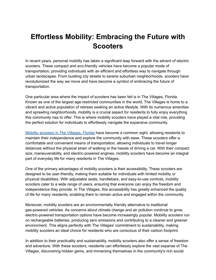 effortless mobility embracing the future with