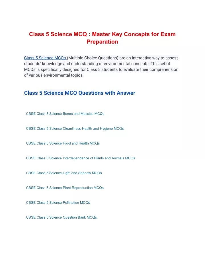 class 5 science mcq master key concepts for exam