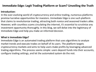 Immediate Edge Legit Trading Platform or Scam