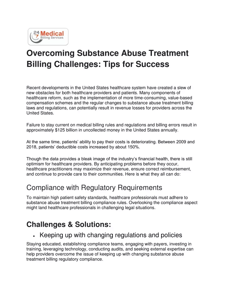 overcoming substance abuse treatment billing