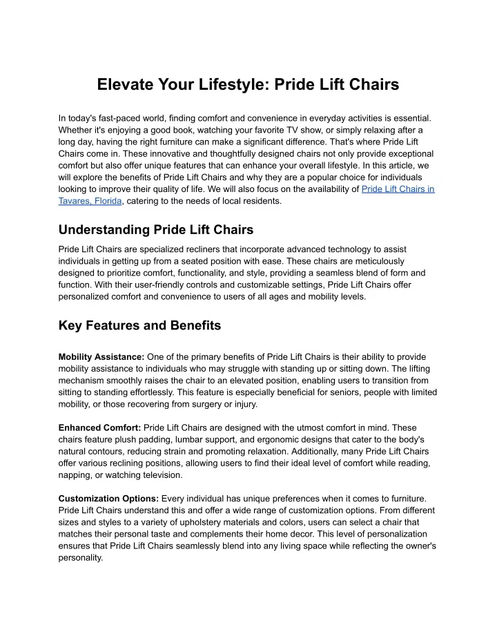 elevate your lifestyle pride lift chairs
