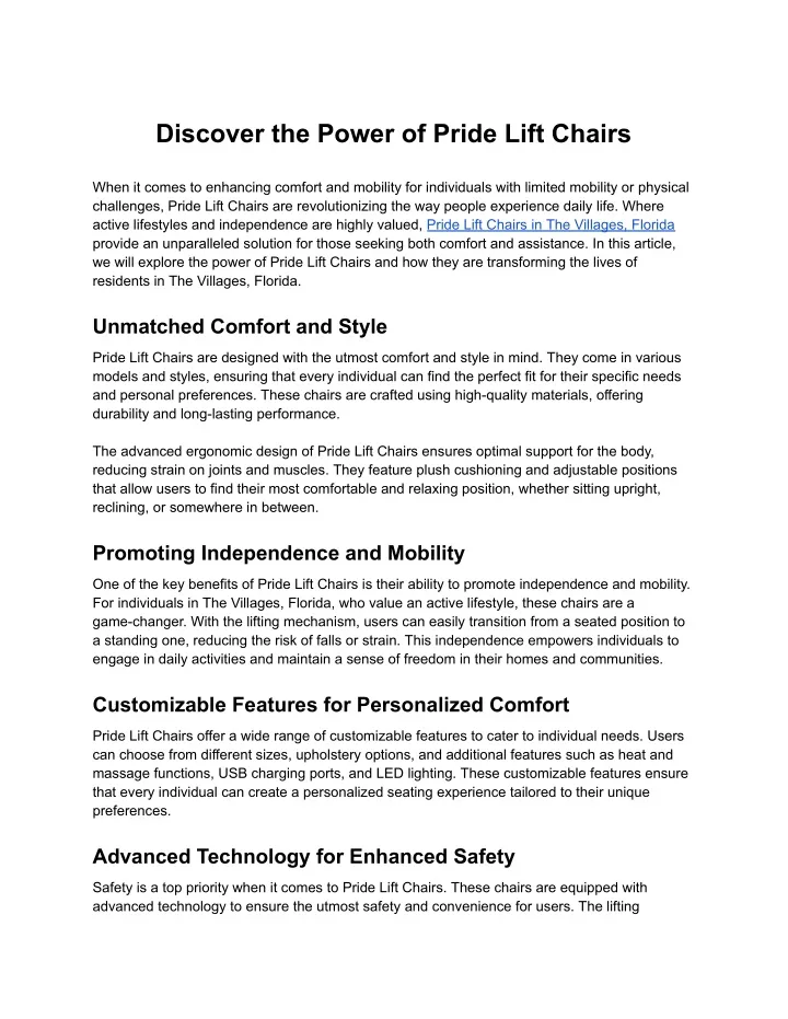 discover the power of pride lift chairs