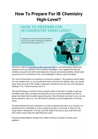 how to prepare for ib chemistry high level