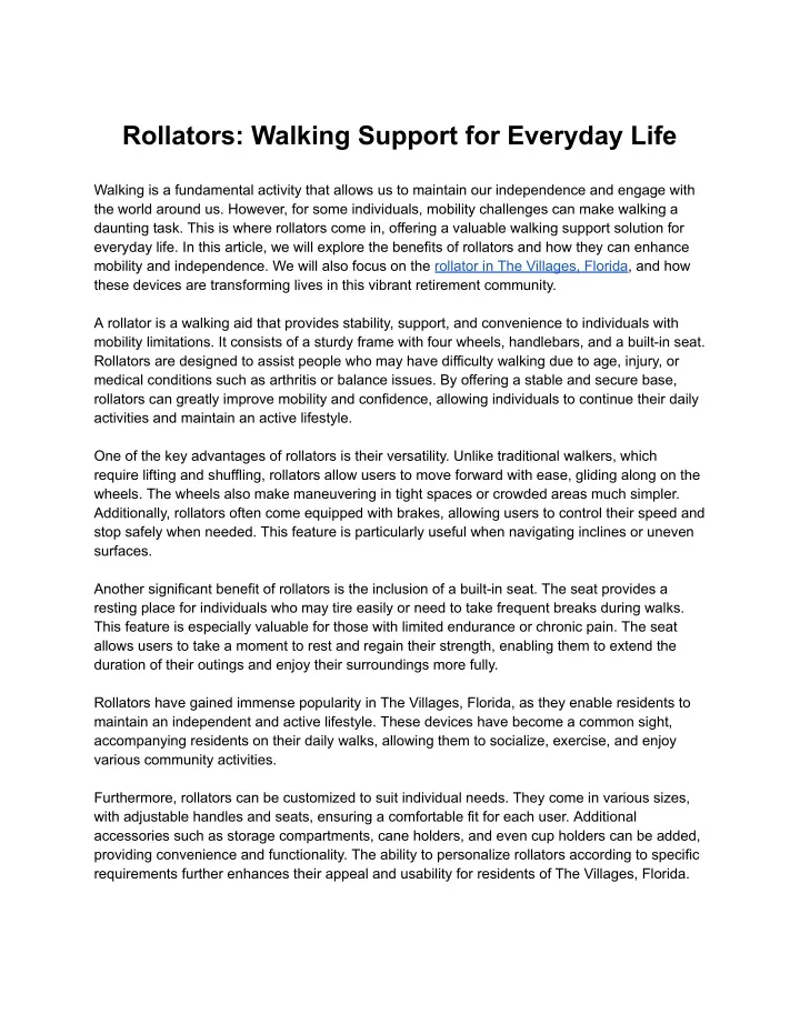 rollators walking support for everyday life