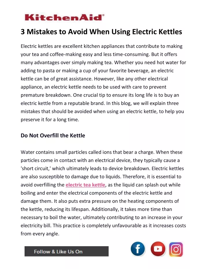 3 mistakes to avoid when using electric kettles