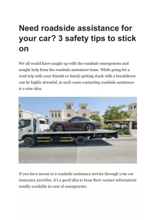 need roadside assistance for your car 3 safety