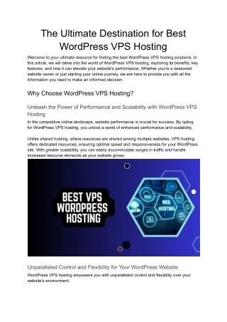 Affordable WordPress VPS Hosting