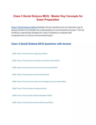 class 5 social science mcq master key concepts