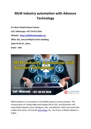 MLM Industry automation with Advance technology