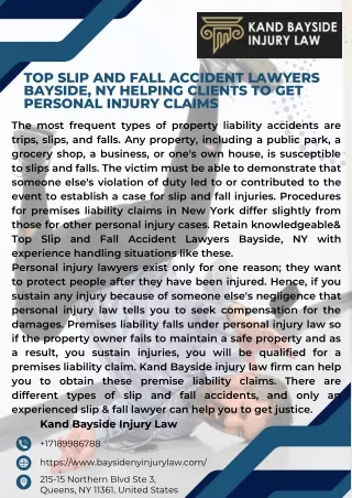 Top Slip and Fall Accident Lawyers Bayside, NY Helping Clients to Get Personal Injury Claims