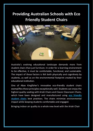 Providing Australian Schools with Eco Friendly Student Chairs