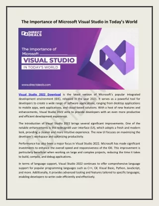 the importance of microsoft visual studio