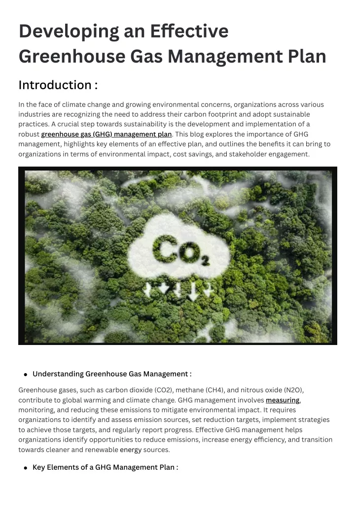 developing an e ective greenhouse gas management