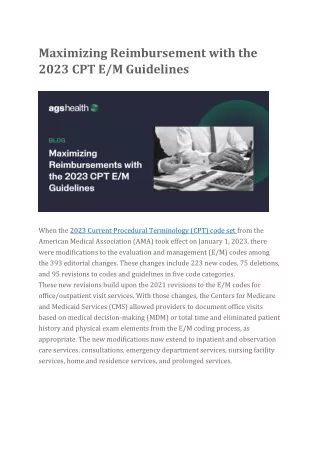maximizing reimbursement with the 2023
