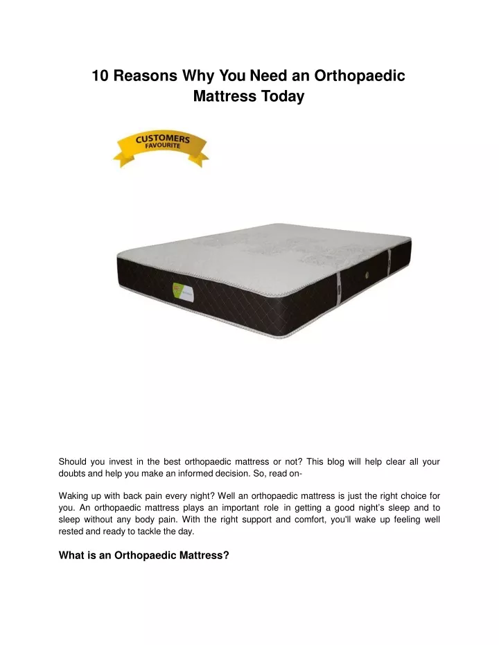 10 reasons why you need an orthopaedic mattress