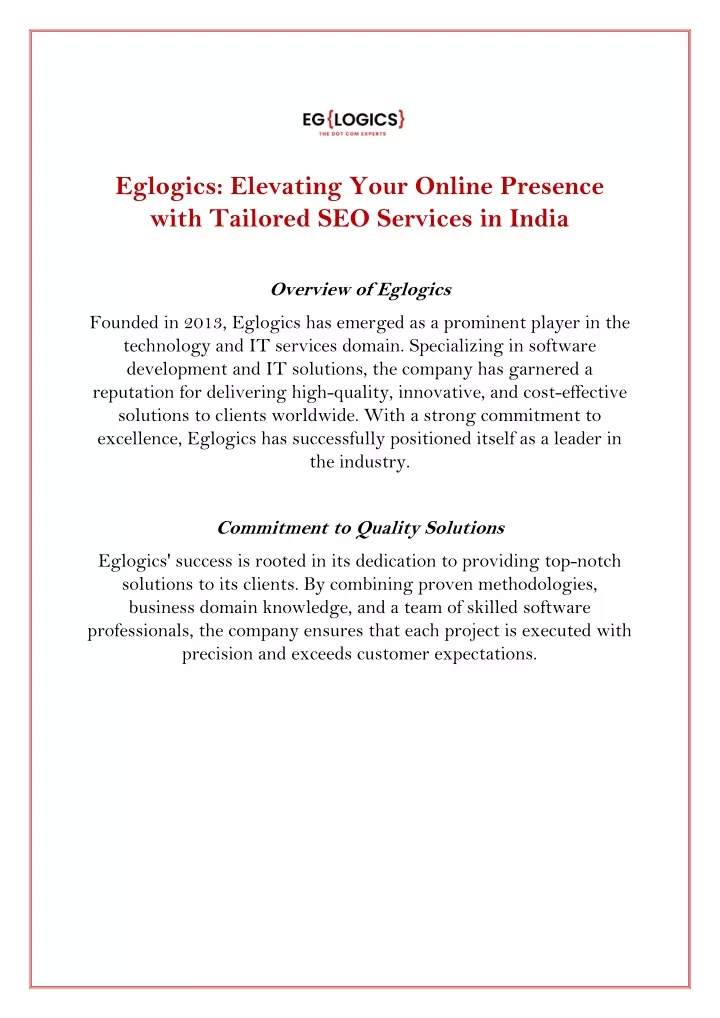 eglogics elevating your online presence with