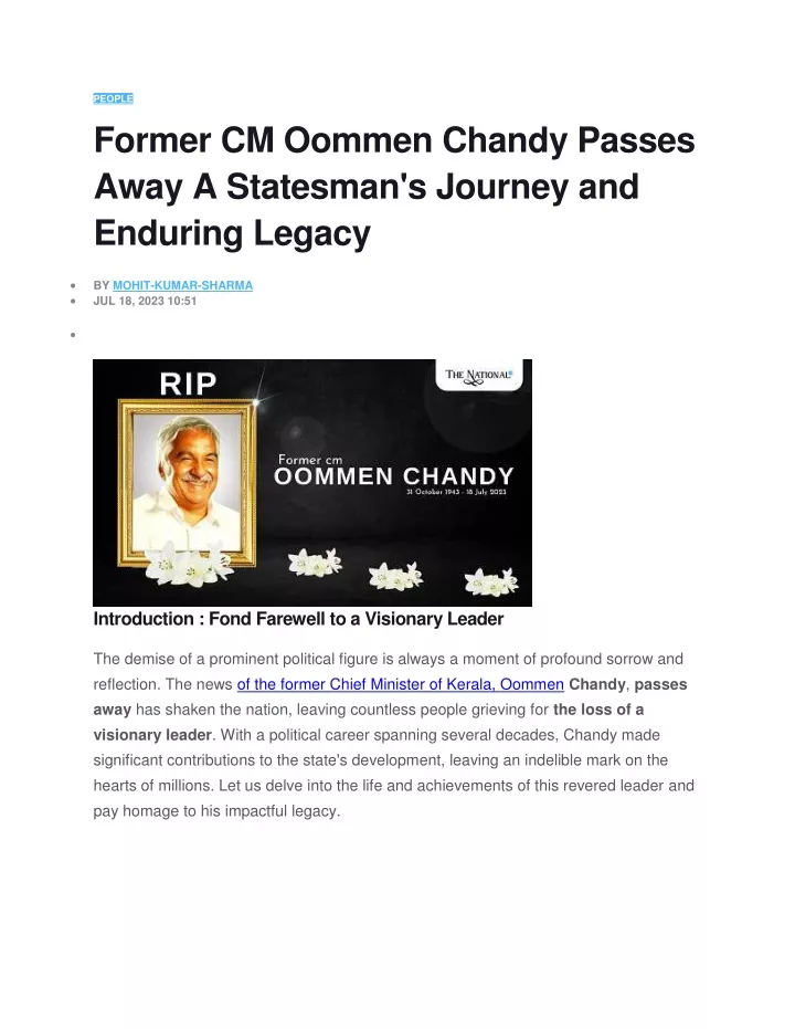 people former cm oommen chandy passes away