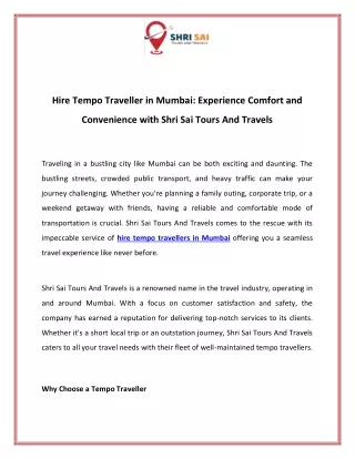 hire tempo traveller in mumbai experience comfort