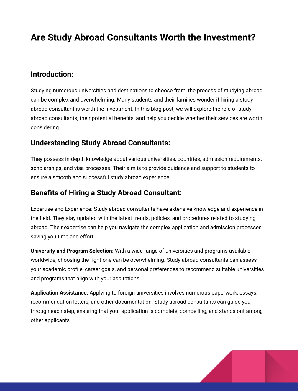 Study Abroad Consultants Blog