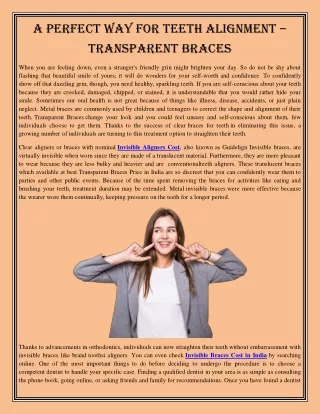 A Perfect Way for Teeth Alignment – Transparent Braces