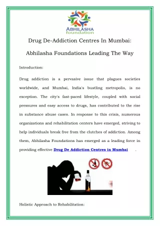drug de addiction centres in mumbai