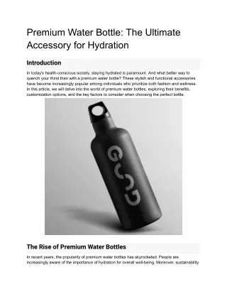 Premium Water Bottle_ The Ultimate Accessory for Hydration