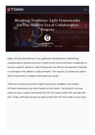 Breaking Tradition: Agile Frameworks For The Modern Era of Collaborative Project