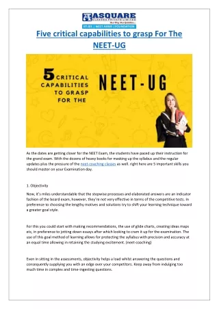 Five critical capabilities to grasp For The NEET