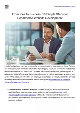 From Idea to Success: 10 Simple Steps for Ecommerce Website Development