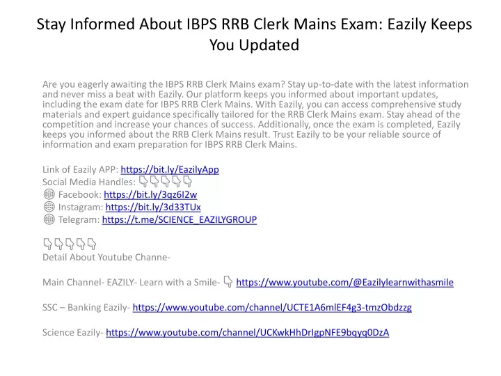 stay informed about ibps rrb clerk mains exam eazily keeps you updated