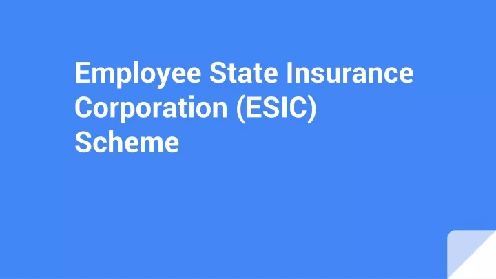 employee state insurance corporation esic scheme