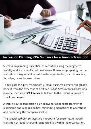 succession planning cpa guidance for a smooth
