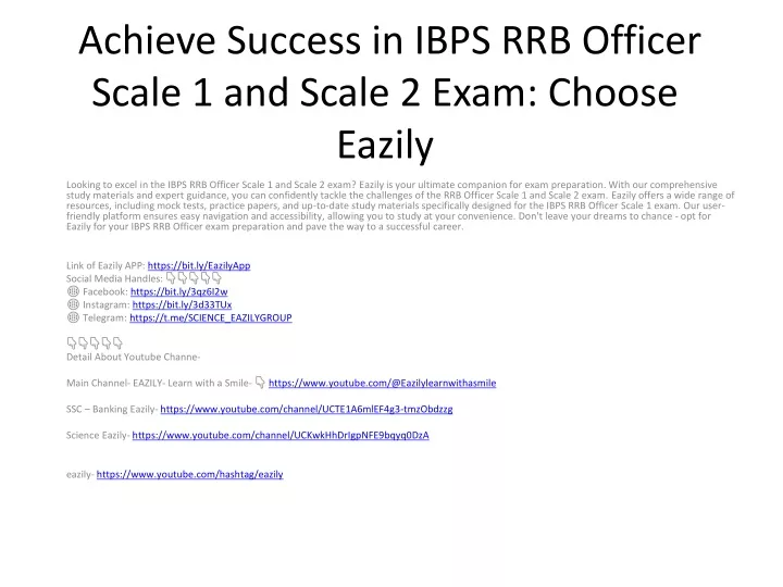achieve success in ibps rrb officer scale 1 and scale 2 exam choose eazily