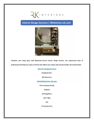 Interior Design Services | Rkinteriors-uk.com